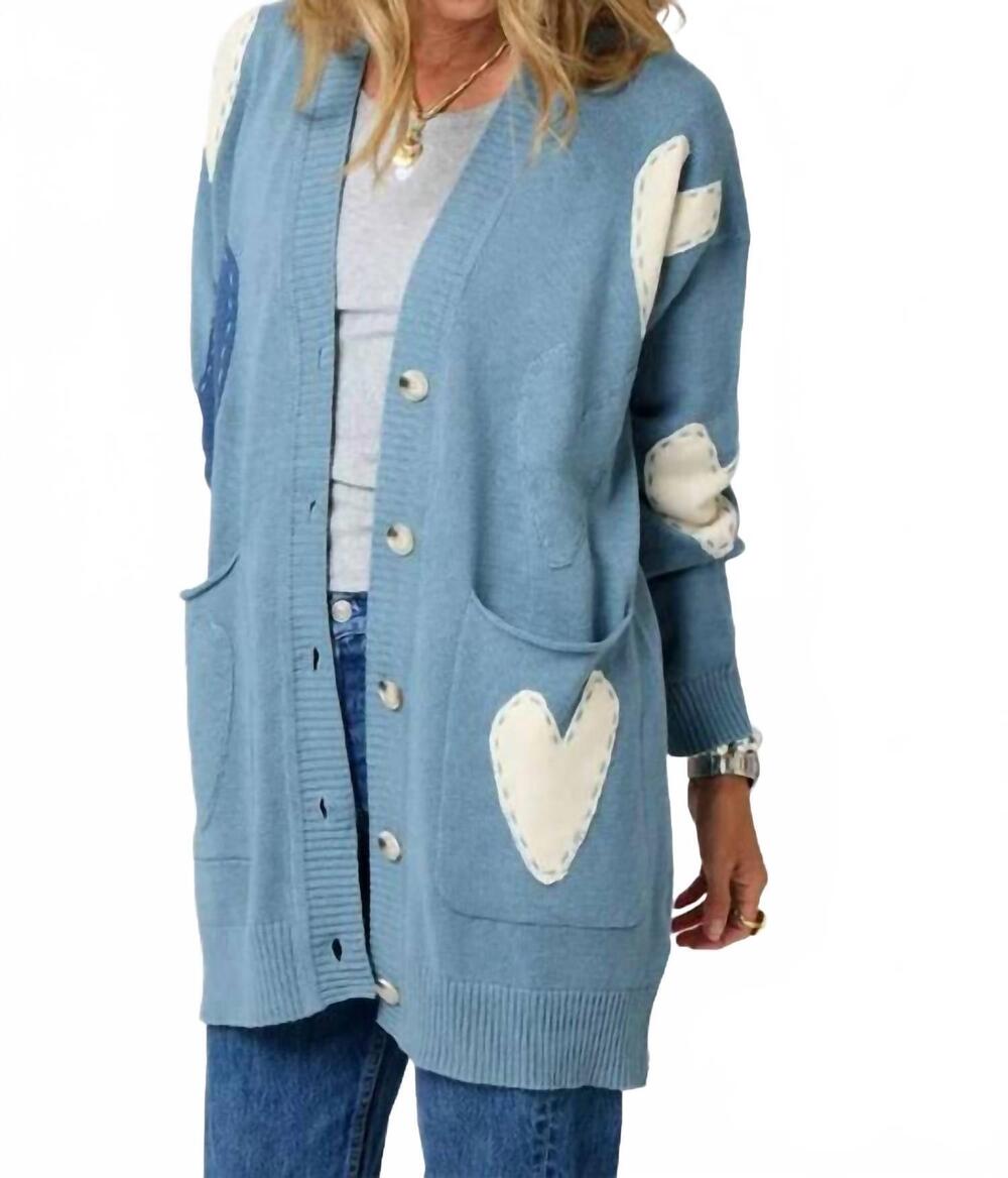 NEW KERRI ROSENTHAL poppy zero waste cardigan in blue